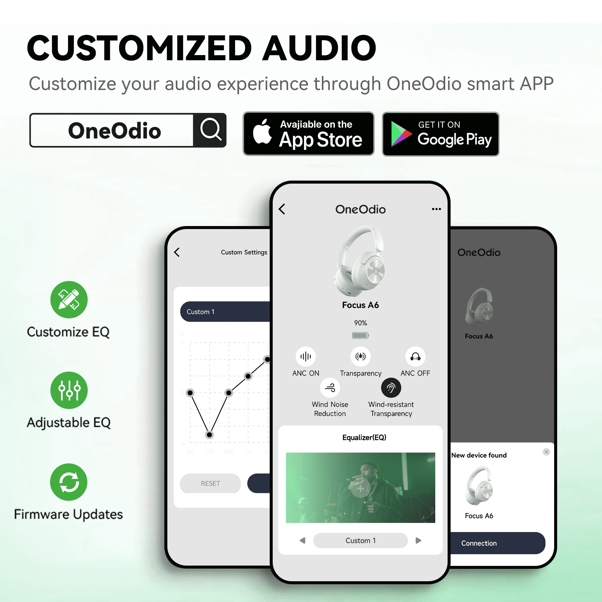 OneOdio Focus A6 Over-ear Hybrid ANC Headphones