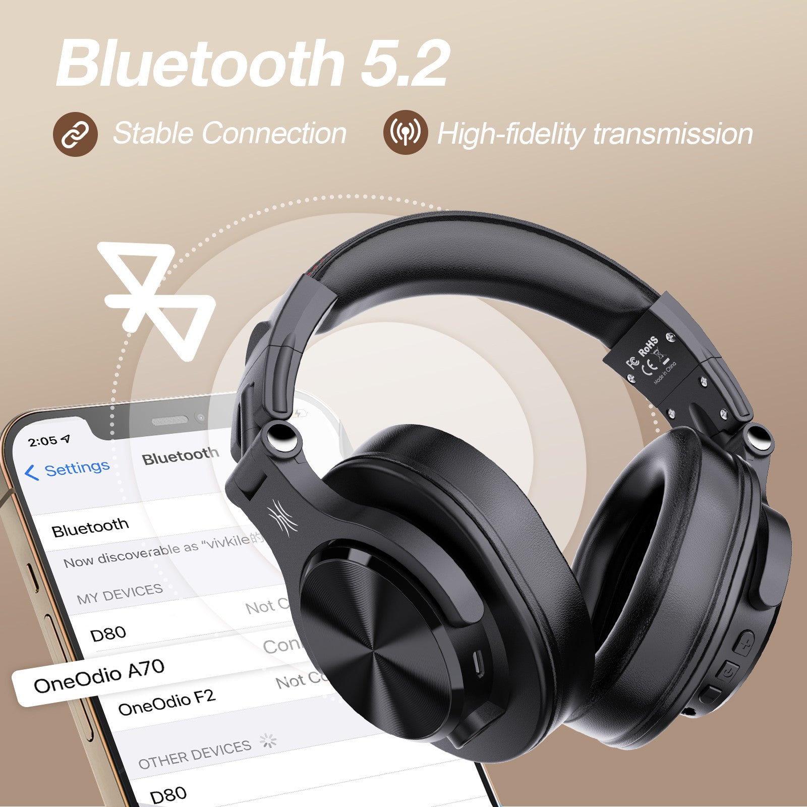 Auriculares ONEODIO A70 Fusion con Fio + sin Fio Bluetooth 5.2